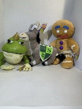 Dreamworks Shrek The Third Donkey, Gingerbread, Frog Plush Character Toy W/ Tag
